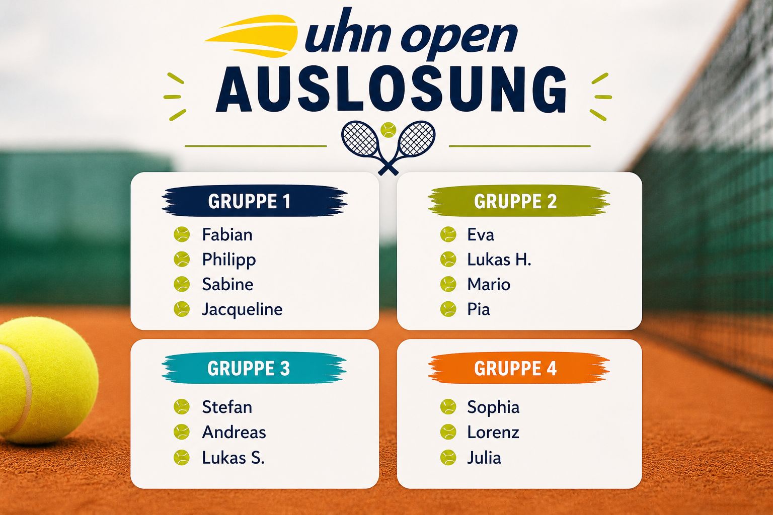 Auslosung der UHN Open 2026